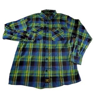 Drop Em Mens X Large "The Underdog" Low Rider Truck Flannel Streetwear Neon